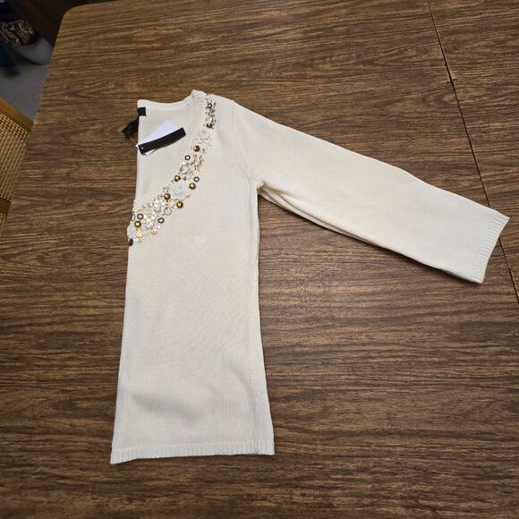 HENRY NEW YORK Women's 100% Cotton V-Neckline Beaded L/Sleeves Sweater - SML - Picture 13 of 13